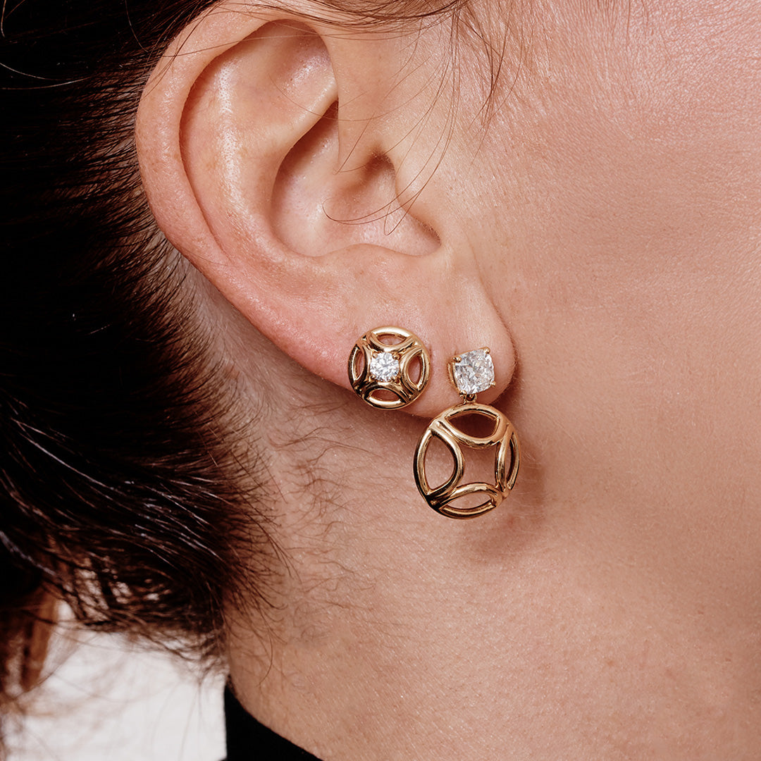 Boucles d'oreilles pendantes Perpétuel.le 1ct x2 Coussin - Or jaune 18k - diamant éthique - Loyale Paris