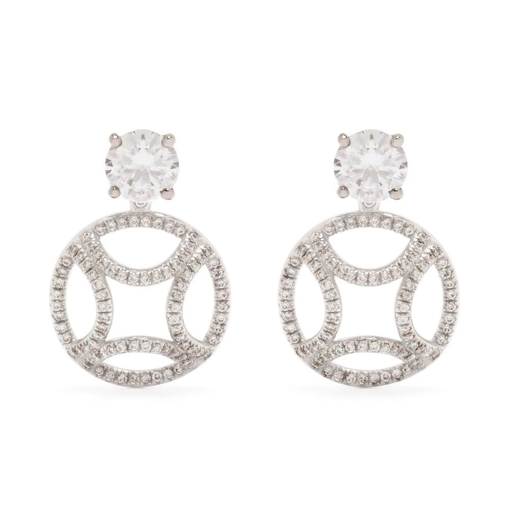 Boucles d'oreilles pendantes Perpétuel.le 1ct x2 pavées - Or blanc 18k - diamant éthique - Loyale Paris