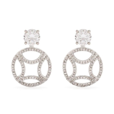 Boucles d'oreilles pendantes Perpétuel.le 1ct x2 pavées - Or blanc 18k - diamant éthique - Loyale Paris