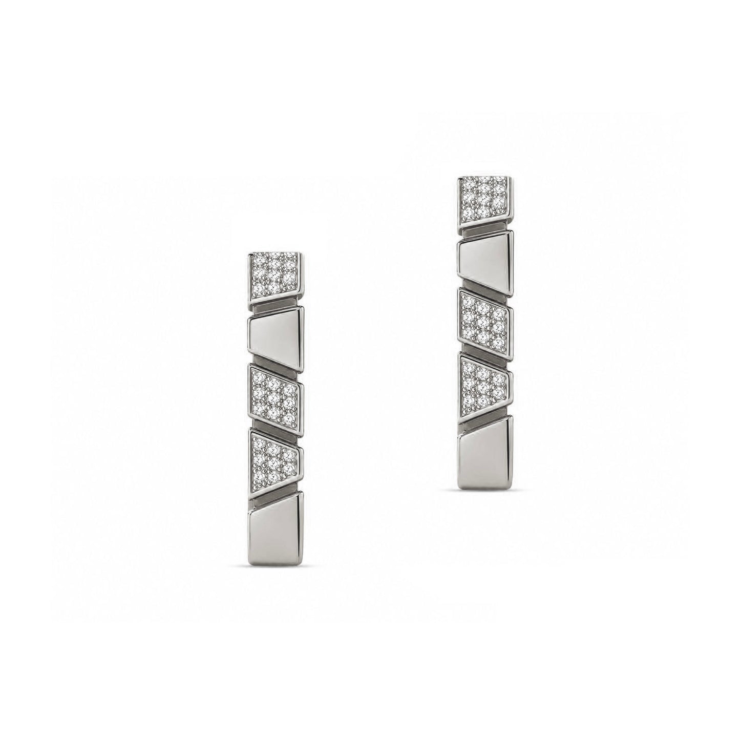 Boucles d'oreilles Ride & Love semi-pavées Carrées - Or Blanc 18k - diamant éthique - Loyal.e Paris