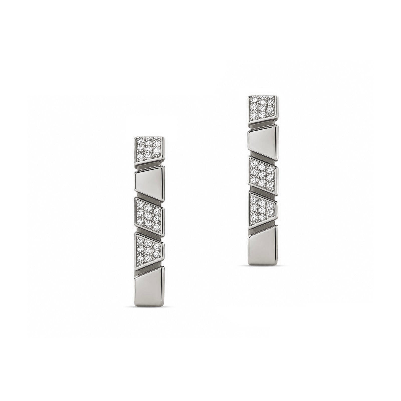 Boucles d'oreilles Ride & Love semi-pavées Carrées - Or Blanc 18k - diamant éthique - Loyal.e Paris