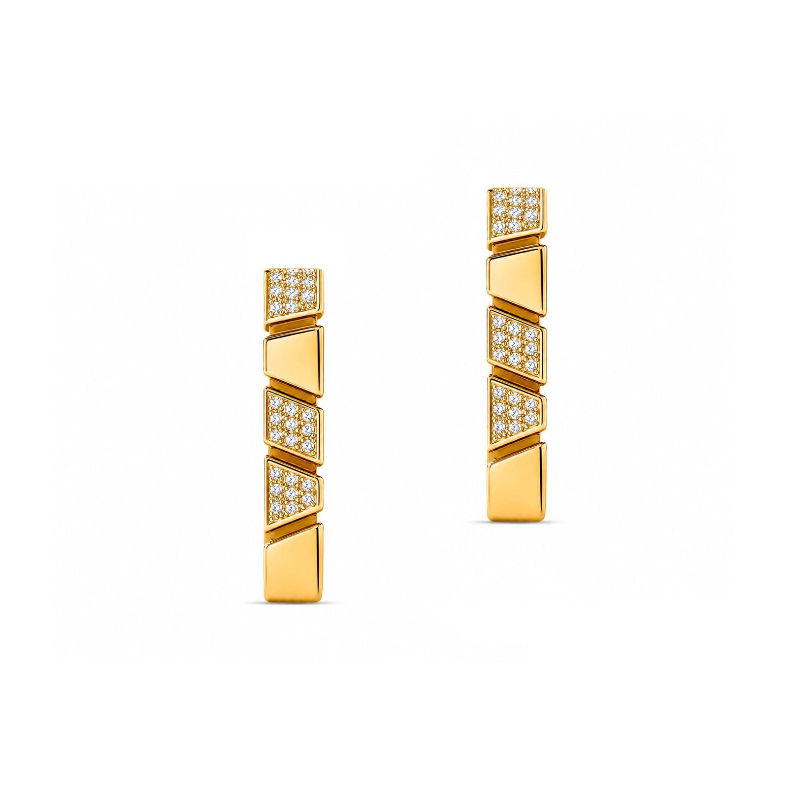 Boucles d'oreilles Ride & Love semi-pavées Carrées - Or Jaune 18k - diamant éthique - Loyal.e Paris