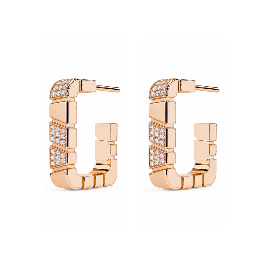 Boucles d'oreilles Ride & Love semi-pavées Carrées - Or Rose 18k - diamant éthique - Loyal.e Paris