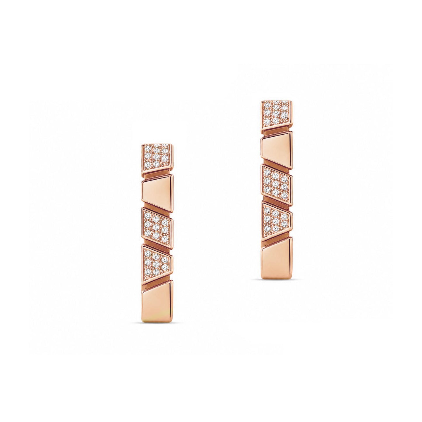 Boucles d'oreilles Ride & Love semi-pavées Carrées - Or Rose 18k - diamant éthique - Loyal.e Paris