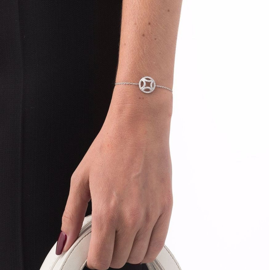 Bracelet Perpétuel.le pavé - Or blanc 18k - diamant éthique - Loyale Paris