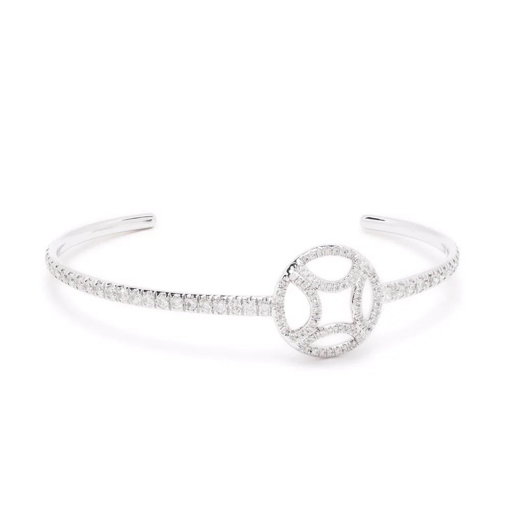 Bracelet jonc Perpétuel.le pavé - Or blanc 18k - diamant éthique - Loyale Paris