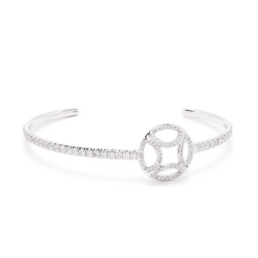 Bracelet jonc Perpétuel.le pavé - Or blanc 18k - diamant éthique - Loyale Paris