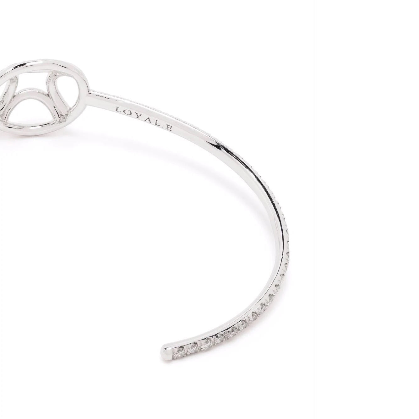 Bracelet jonc Perpétuel.le pavé - Or blanc 18k - diamant éthique - Loyale Paris