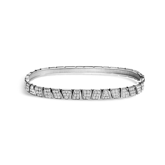 Bracelet jonc Ride & Love pavé - Or blanc 18k - diamant éthique - Loyale Paris