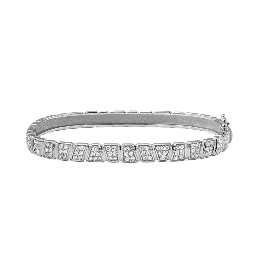 Bracelet jonc Ride & Love pavé - Or blanc 18k - diamant éthique - Loyale Paris