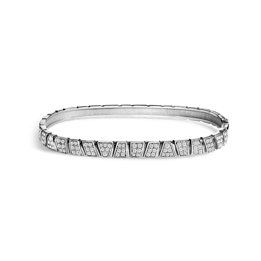 Bracelet jonc Ride & Love pavé - Or blanc 18k - diamant éthique - Loyale Paris