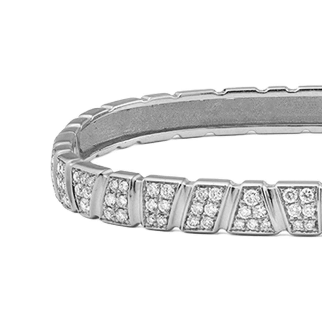 Bracelet jonc Ride & Love pavé - Or blanc 18k - diamant éthique - Loyale Paris