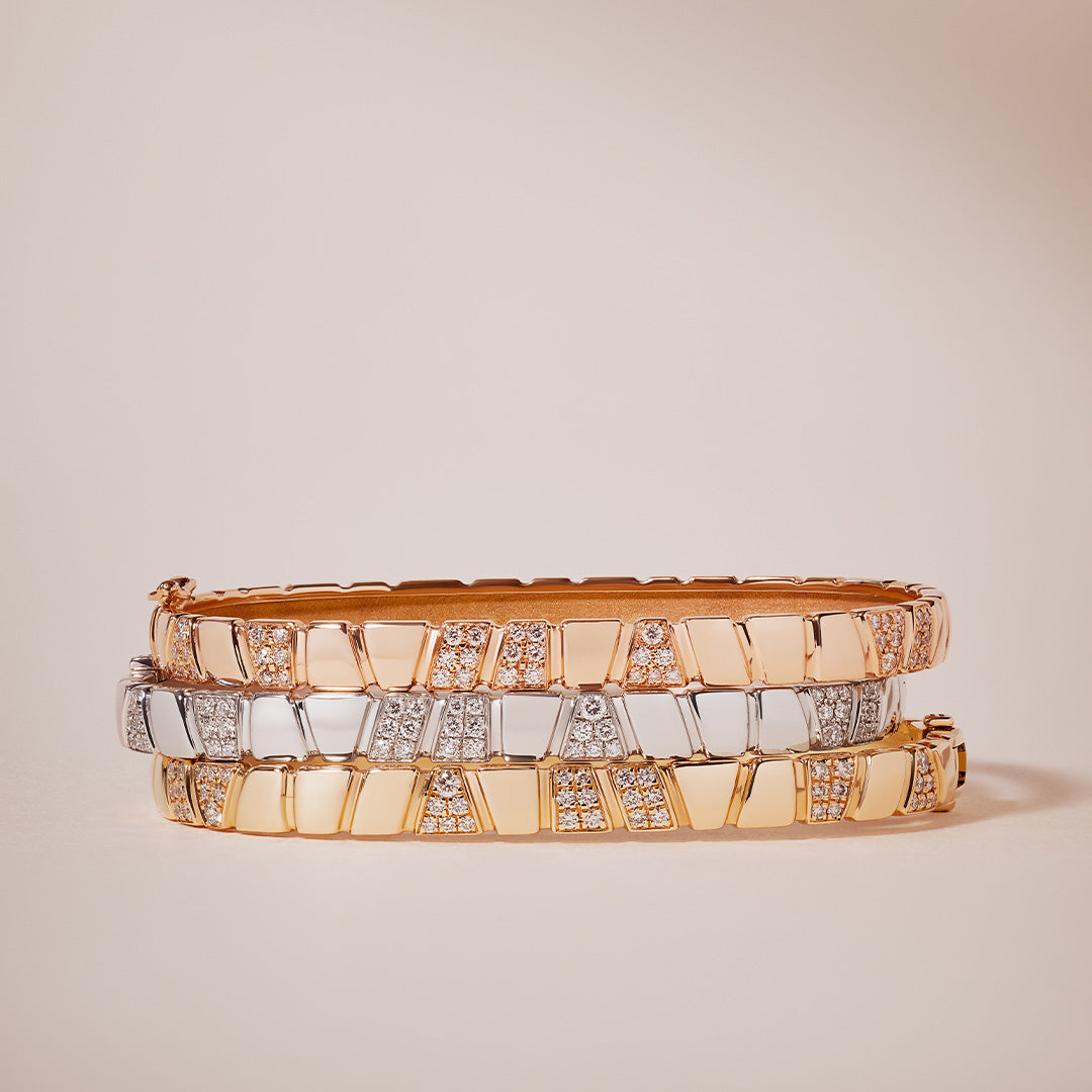 Bracelet jonc Ride & Love pavé - Or blanc 18k - diamant éthique - Loyale Paris