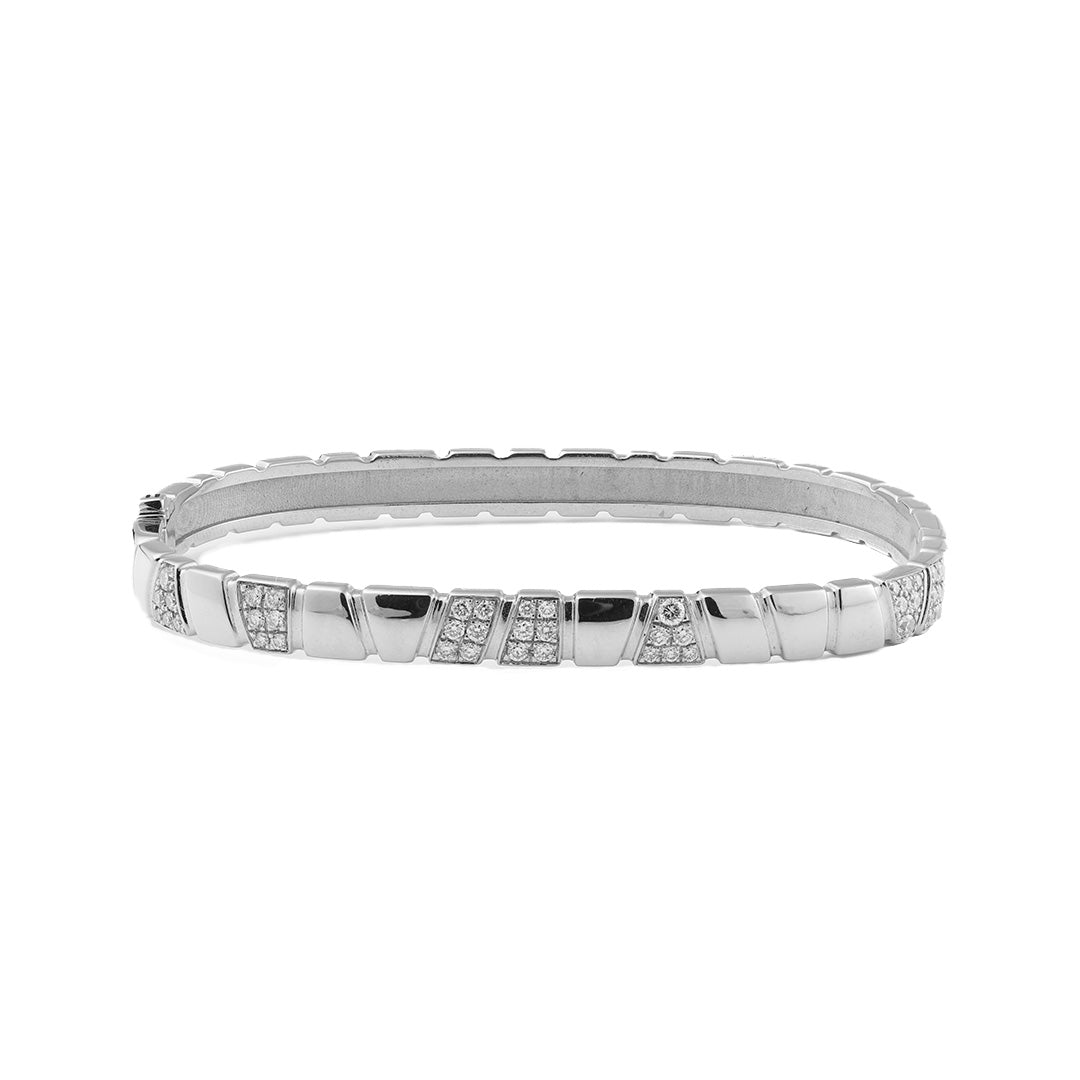 Bracelet jonc Ride & Love semi-pavé - Or blanc 18k - diamant éthique - Loyale Paris