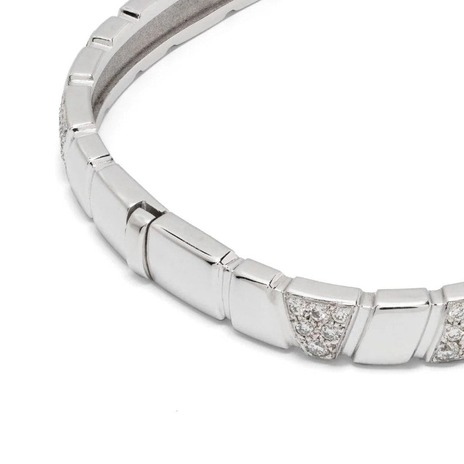 Bracelet jonc Ride & Love semi-pavé - Or blanc 18k - diamant éthique - Loyale Paris
