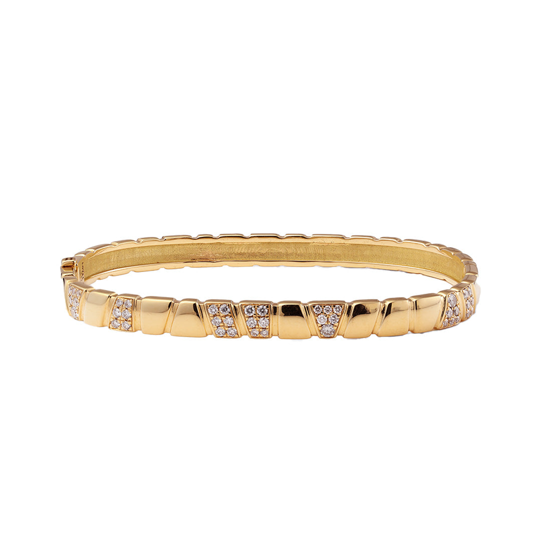 Bracelet jonc Ride & Love semi-pavé - Or jaune 18k - diamant éthique - Loyale Paris