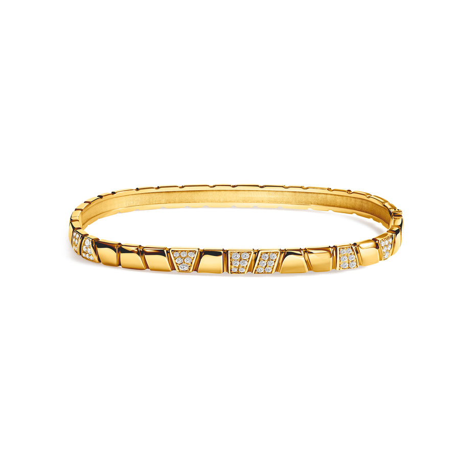 Bracelet jonc Ride & Love semi-pavé - Or jaune 18k - diamant éthique - Loyale Paris