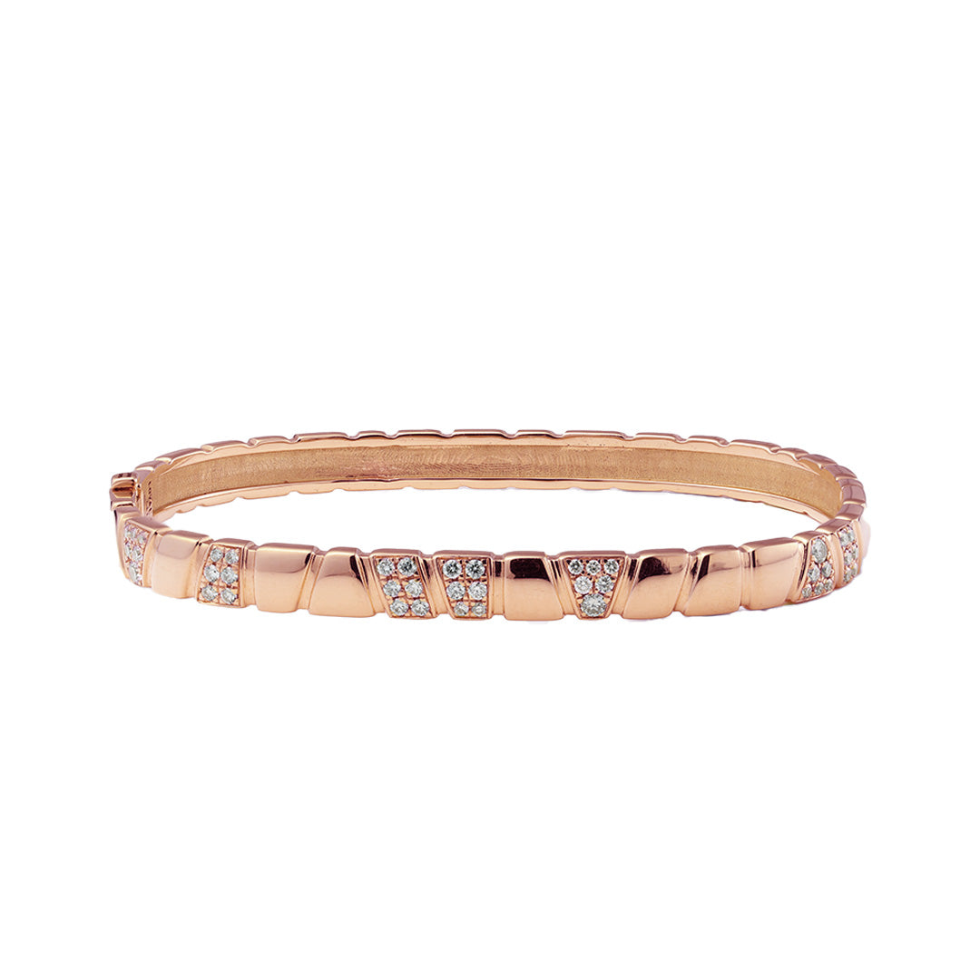 Bracelet jonc Ride & Love semi-pavé - Or rose 18k - diamant éthique - Loyale Paris