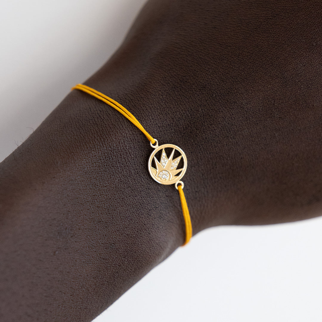 Charm Joie sur Bracelet Cordon - Or jaune 18k - diamant éthique - Loyale Paris