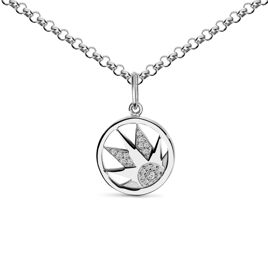 Charm Joie sur Chaîne Fine - Or blanc 18k - diamant éthique - Loyale Paris