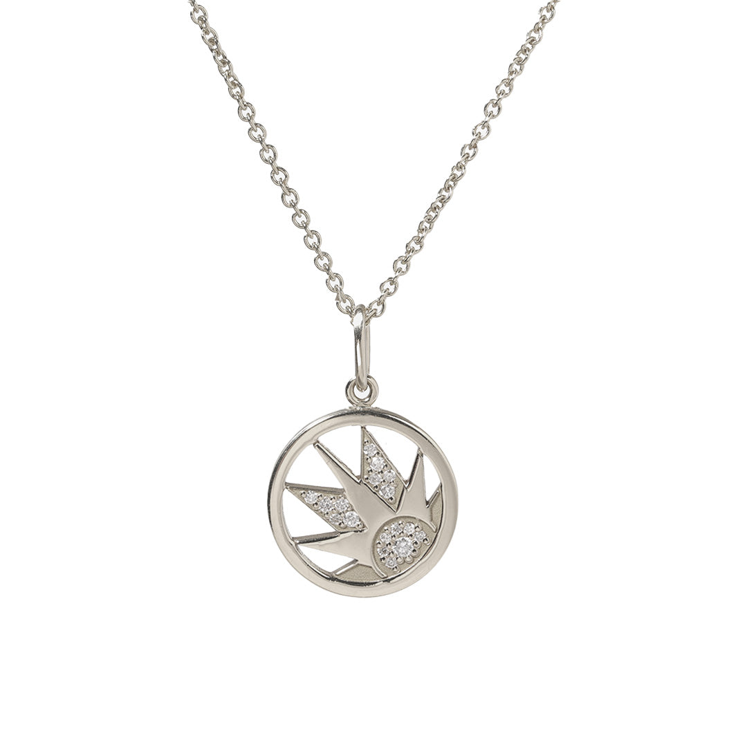 Charm Joie sur Chaîne Fine - Or blanc 18k - diamant éthique - Loyale Paris