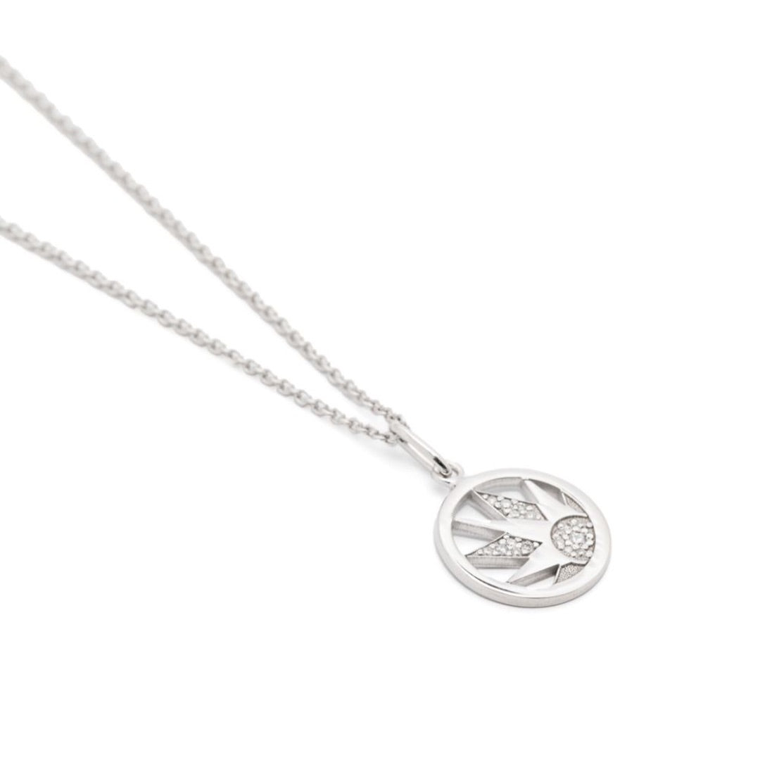 Charm Joie sur Chaîne Fine - Or blanc 18k - diamant éthique - Loyale Paris