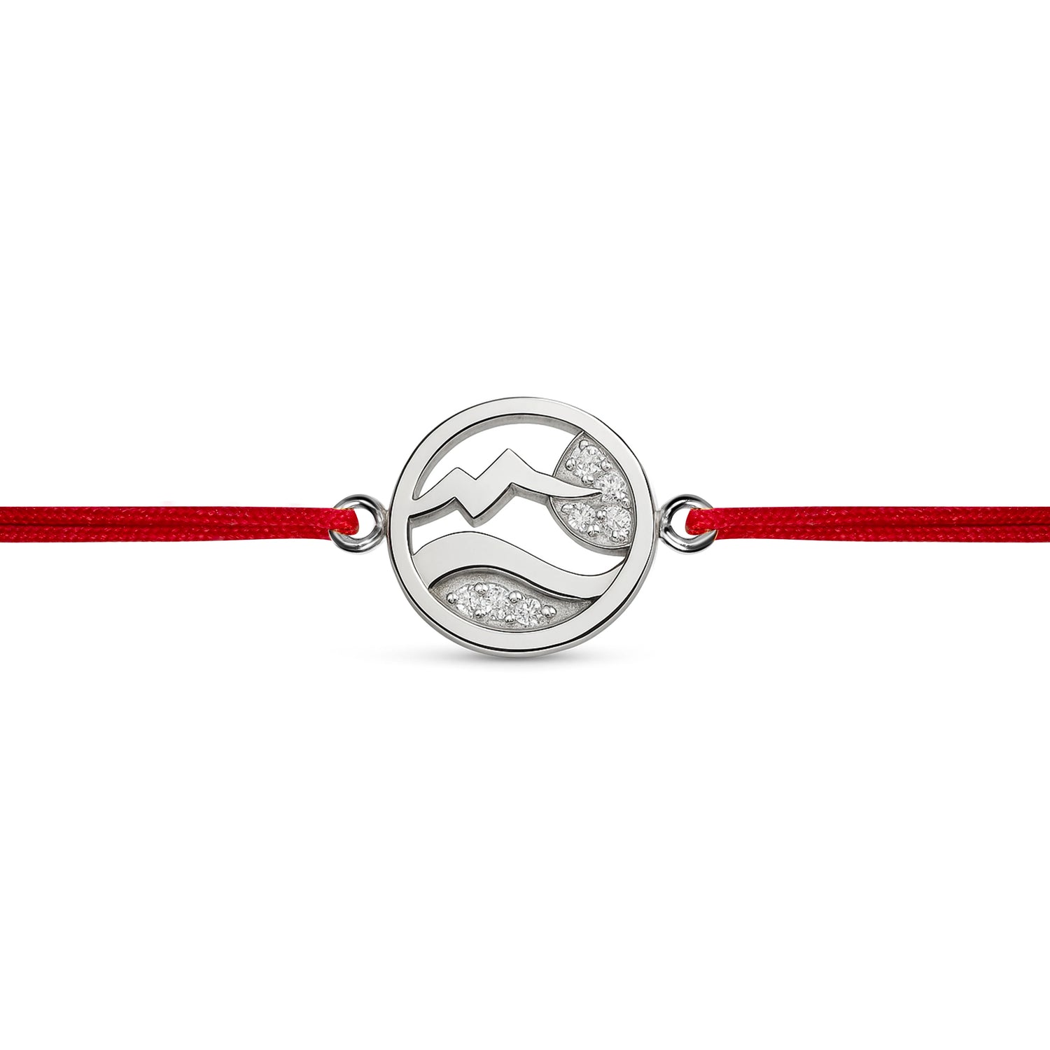 Charm Liberté sur Bracelet Cordon - Or blanc 18k - diamant éthique - Loyale Paris