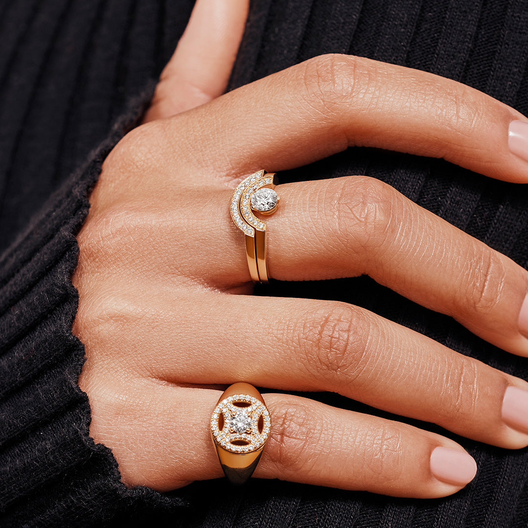 Met des underscore : Chevalière Perpétuel.le 0.25ct - Or rose 18k - diamant éthique - Loyale Paris - 6