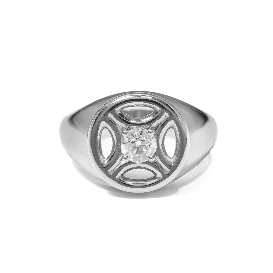 Chevalière Perpétuel.le 0.25ct - Or blanc 18k - diamant éthique - Loyale Paris