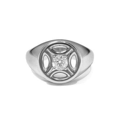 Chevalière Perpétuel.le 0.25ct - Or blanc 18k - diamant éthique - Loyale Paris