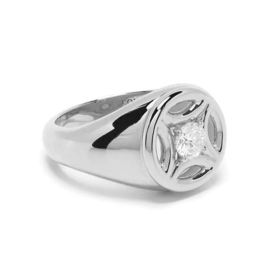 Chevalière Perpétuel.le 0.25ct - Or blanc 18k - diamant éthique - Loyale Paris