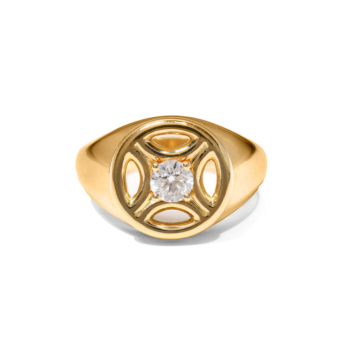 Chevalière Perpétuel.le 0.25ct - Or jaune 18k - diamant éthique - Loyale Paris