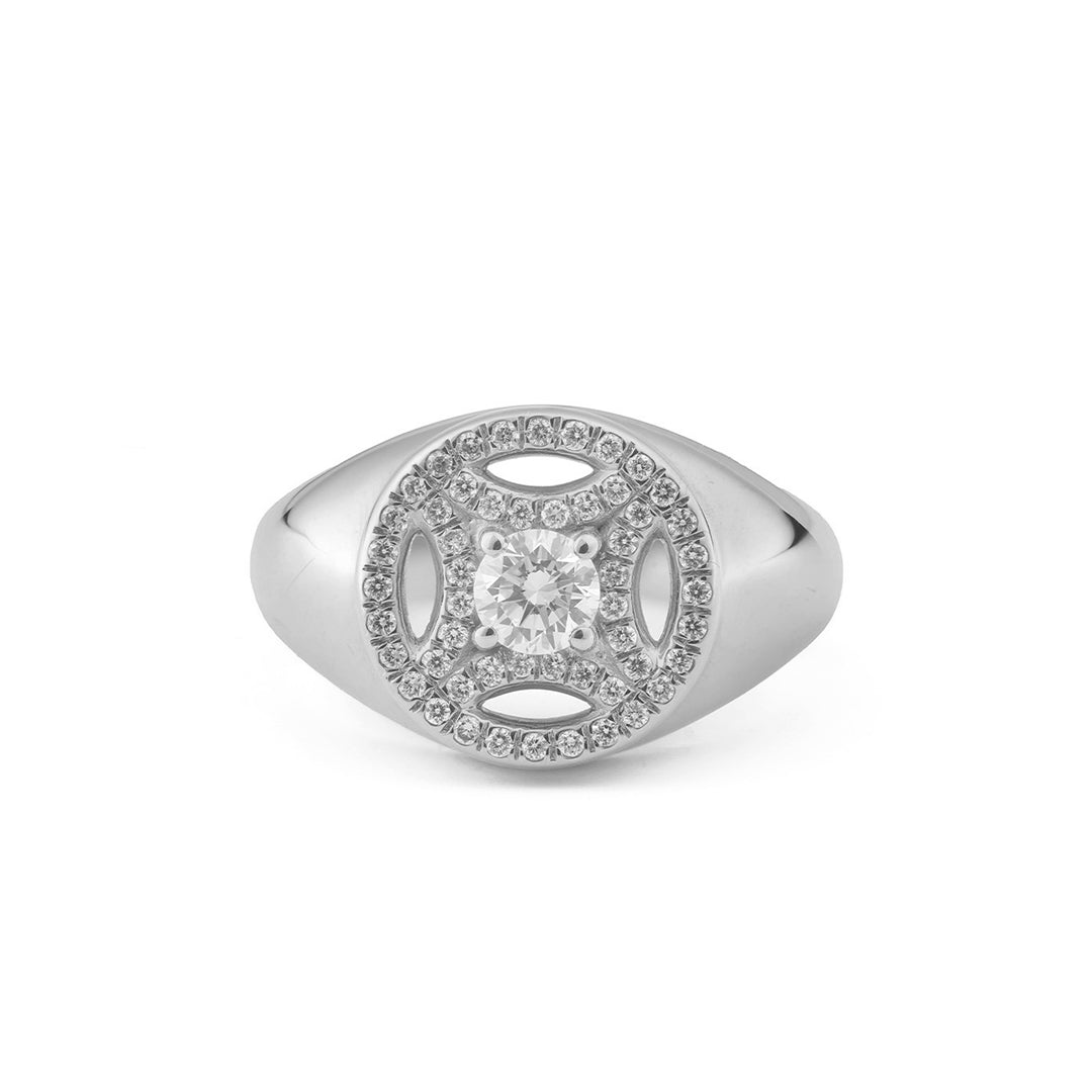 Chevalière Perpétuel.le 0.25ct pavée - Or blanc 18k - diamant éthique - Loyale Paris