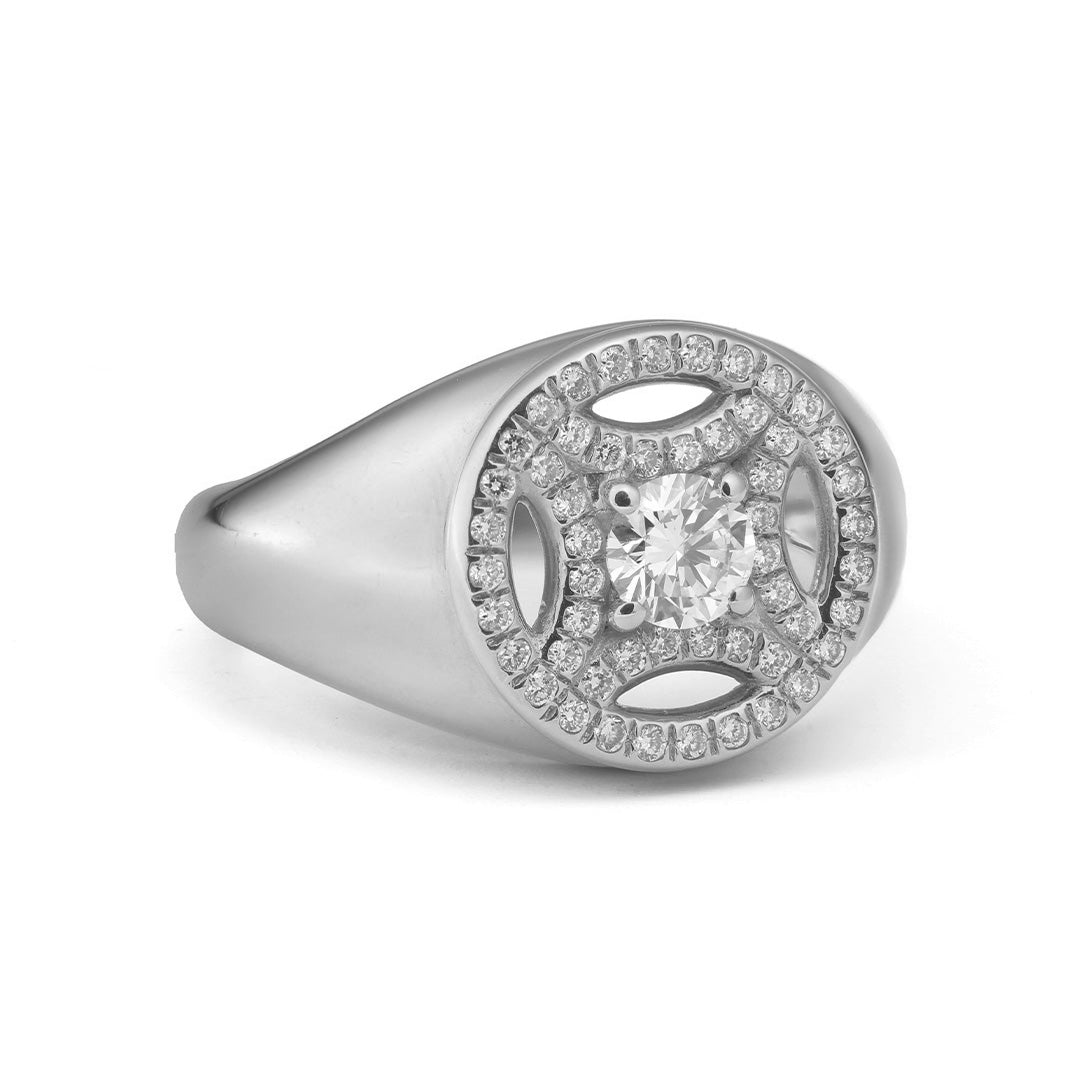 Chevalière Perpétuel.le 0.25ct pavée - Or blanc 18k - diamant éthique - Loyale Paris