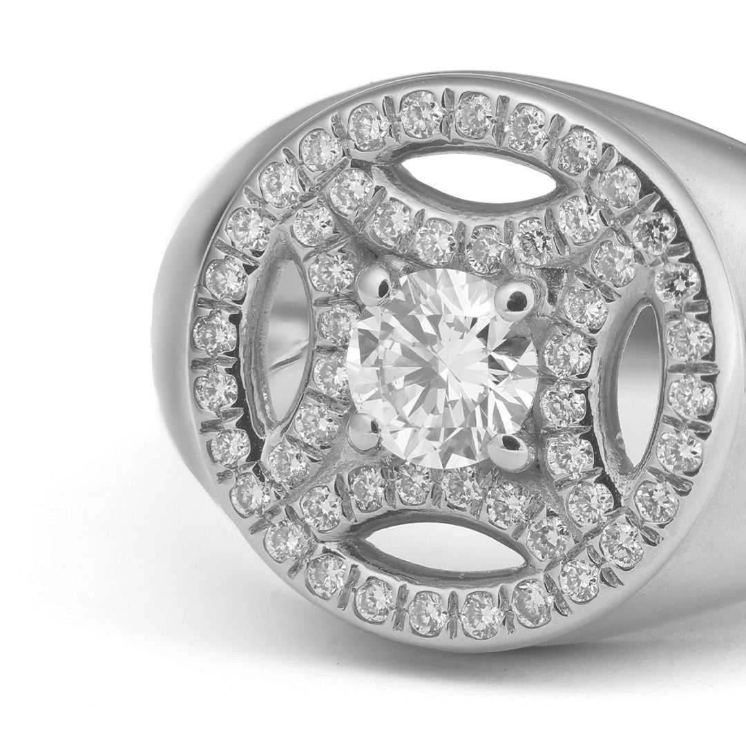 Chevalière Perpétuel.le 0.25ct pavée - Or blanc 18k - diamant éthique - Loyale Paris