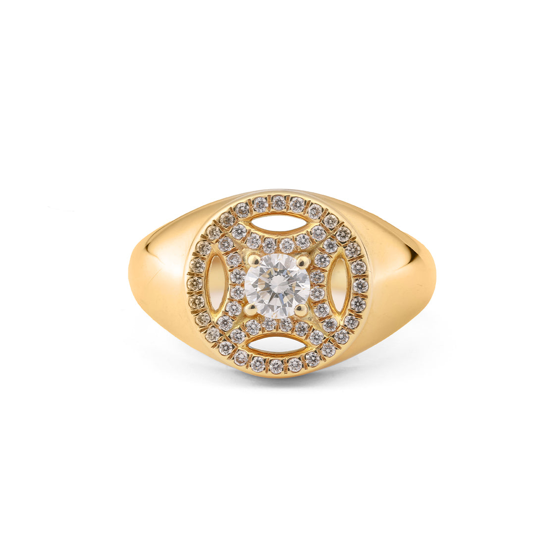 Chevalière Perpétuel.le 0.25ct pavée - Or jaune 18k - diamant éthique - Loyale Paris