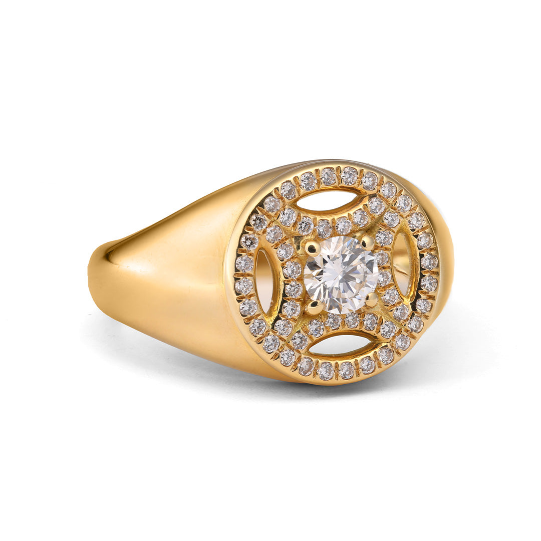 Chevalière Perpétuel.le 0.25ct pavée - Or jaune 18k - diamant éthique - Loyale Paris