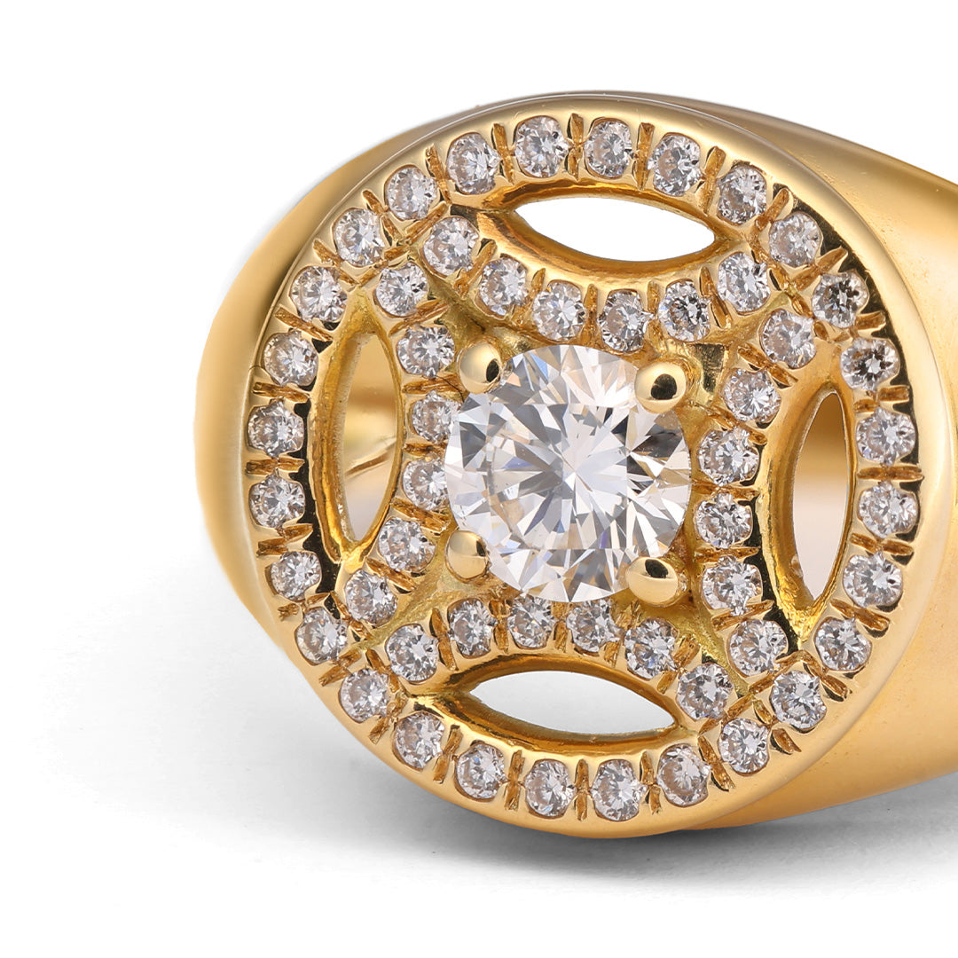 Chevalière Perpétuel.le 0.25ct pavée - Or jaune 18k - diamant éthique - Loyale Paris