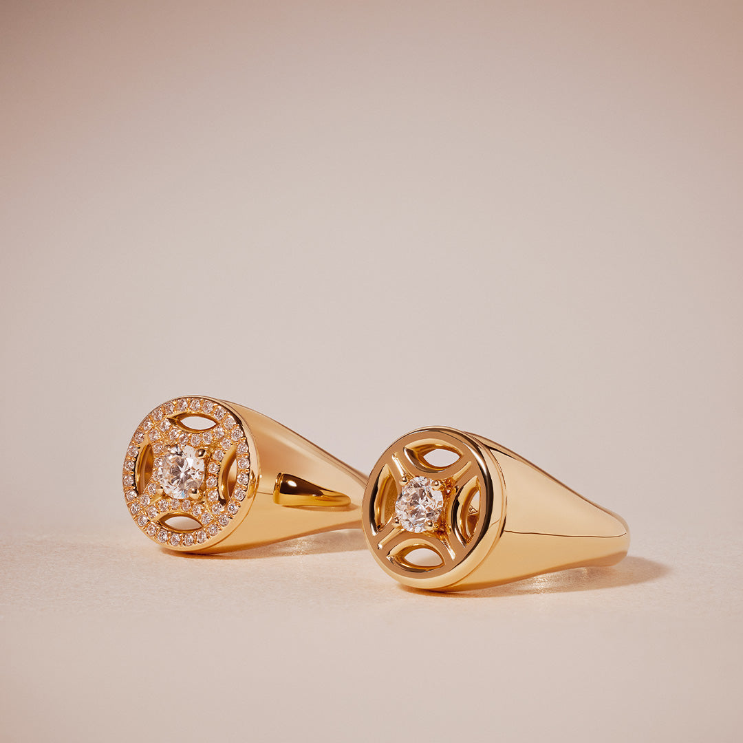 Chevalière Perpétuel.le 0.25ct pavée - Or jaune 18k - diamant éthique - Loyale Paris