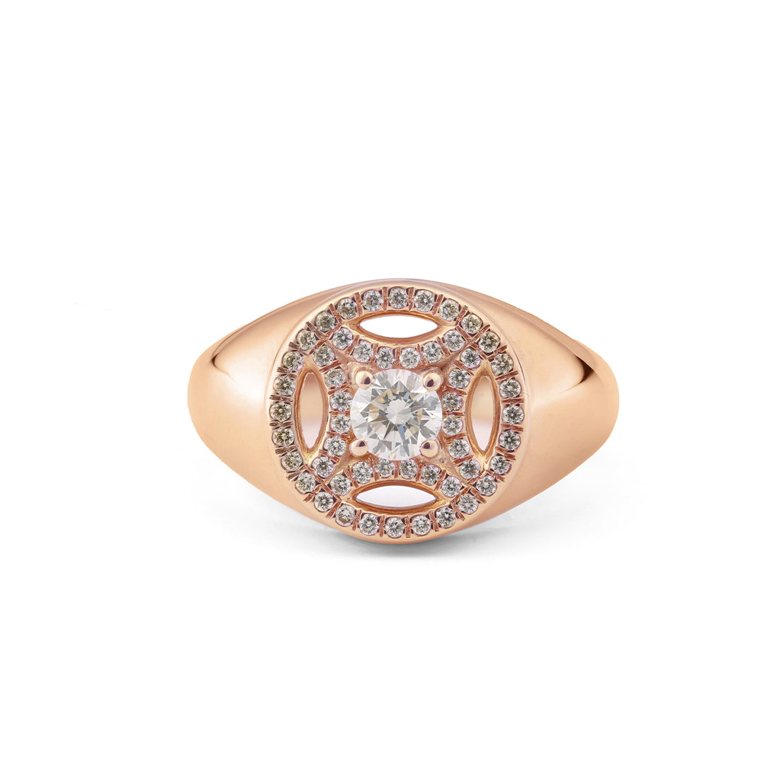 Chevalière Perpétuel.le 0.25ct pavée - Or rose 18k - diamant éthique - Loyale Paris