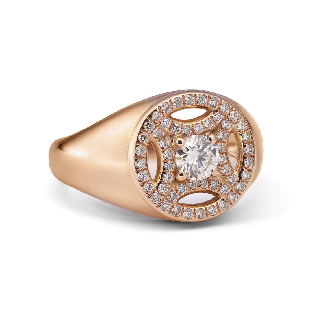 Chevalière Perpétuel.le 0.25ct pavée - Or rose 18k - diamant éthique - Loyale Paris