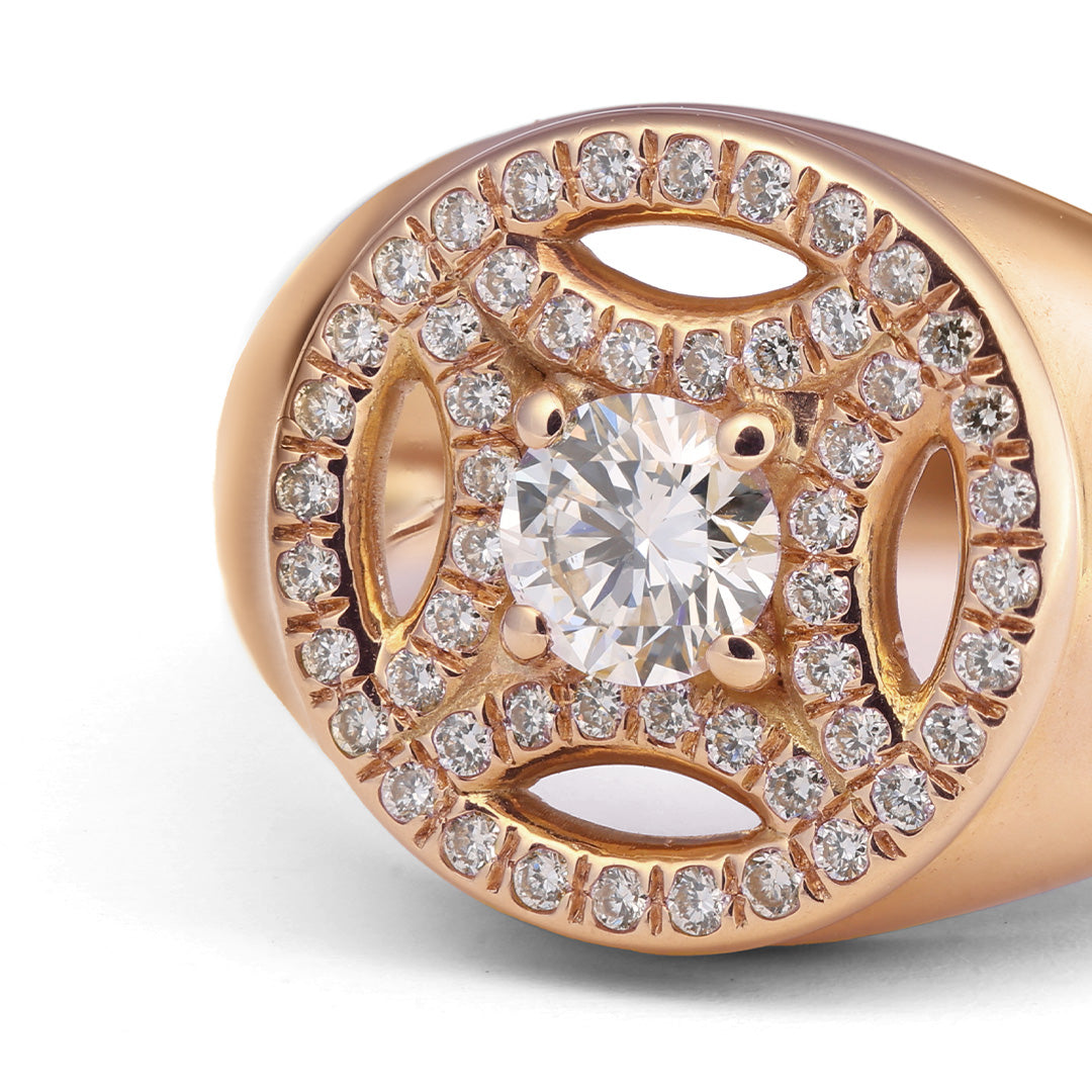 Chevalière Perpétuel.le 0.25ct pavée - Or rose 18k - diamant éthique - Loyale Paris