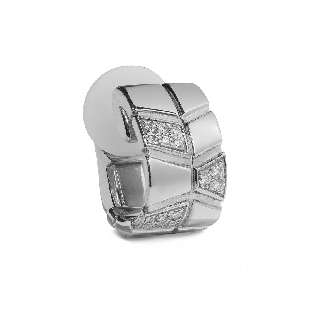 Clip Earcuff Ride & Love semi-pavée Alternée - Or blanc 18k - diamant éthique - Loyale Paris