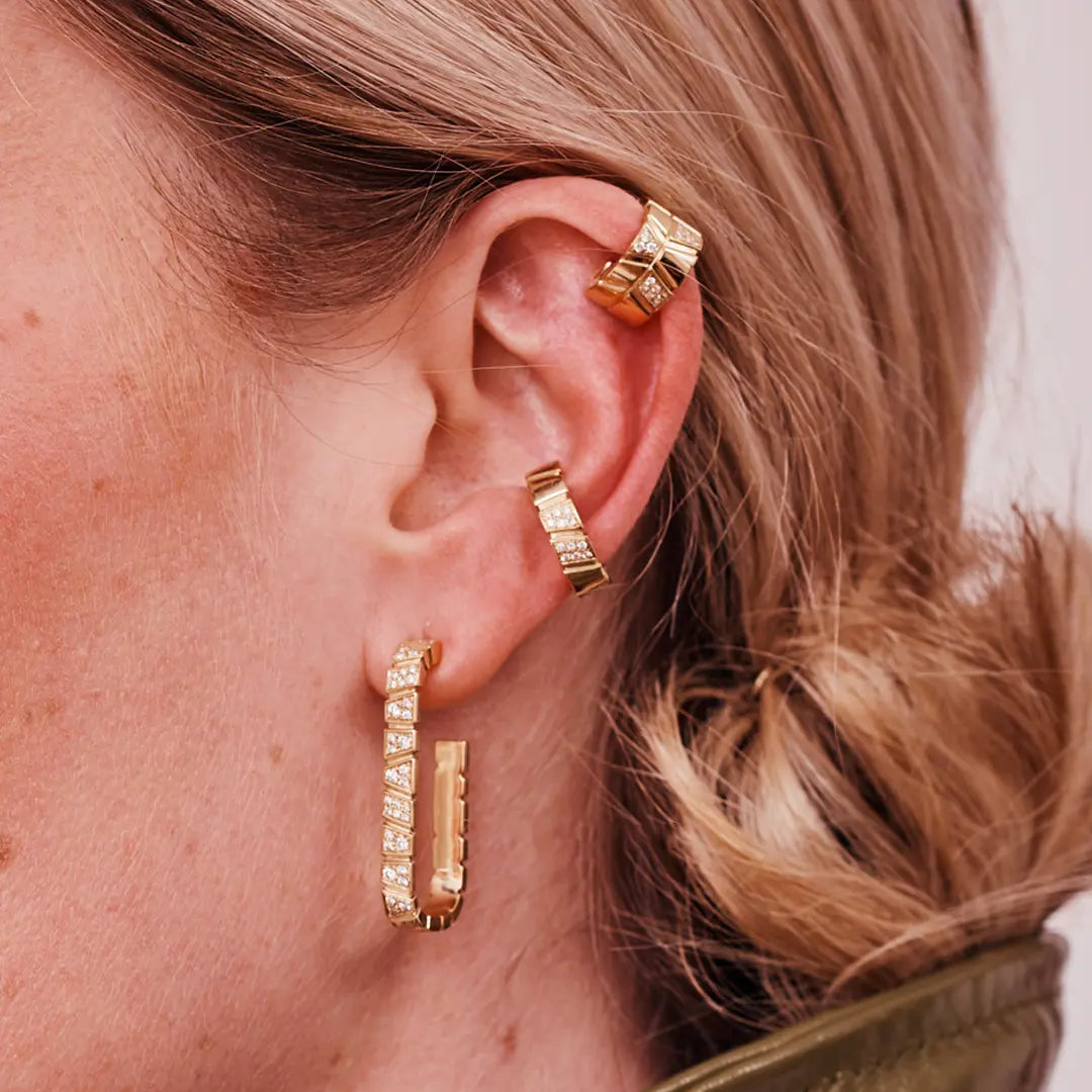 Clip Earcuff Ride & Love semi-pavée Alternée - Or blanc 18k - diamant éthique - Loyale Paris