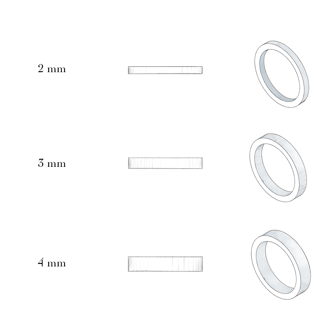 Dessin technique de l’alliance Absolue Ruban avec indication de la taille création de la maison Loyal.e Paris