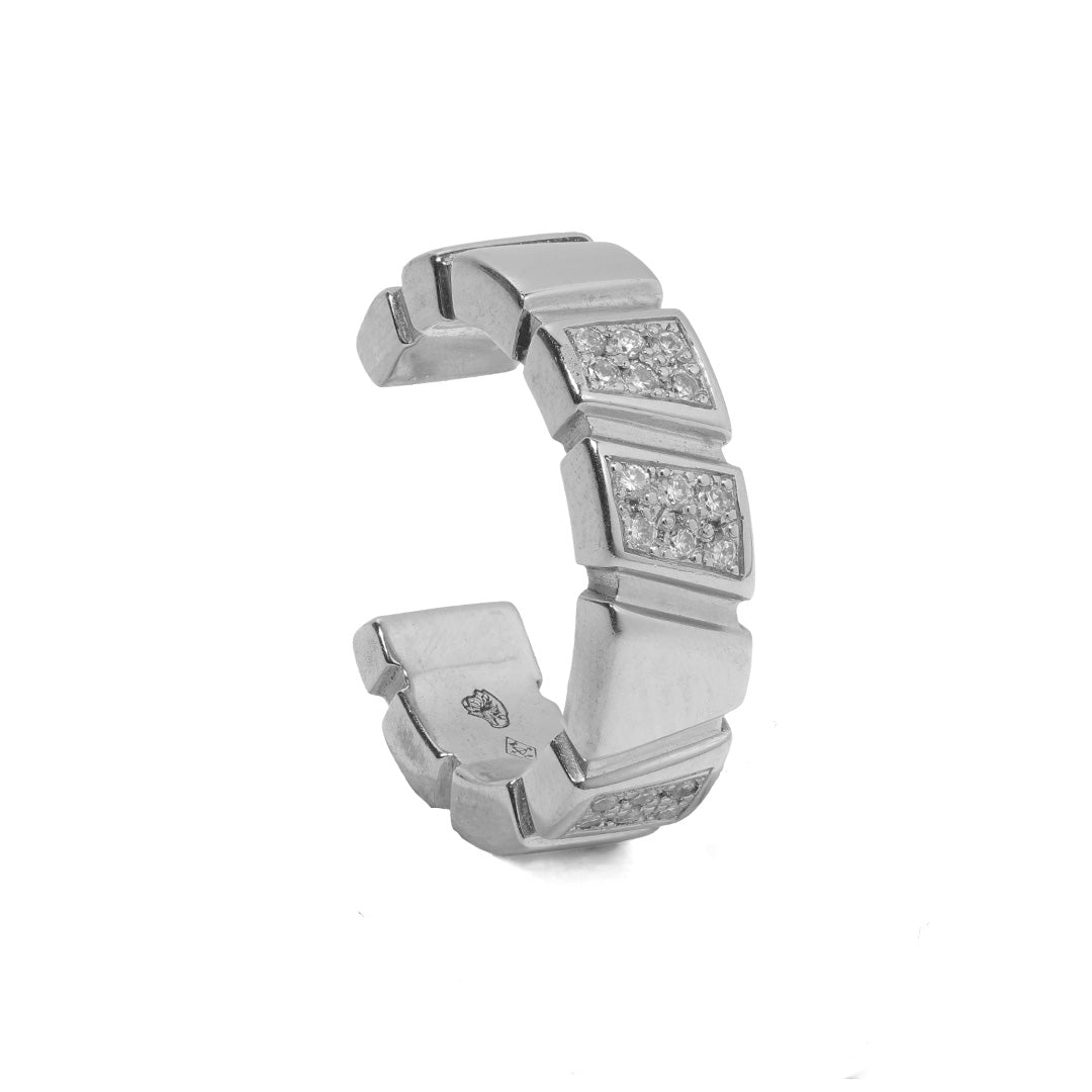 Earcuff Ride & Love semi-pavée Small - Or blanc 18k - diamant éthique - Loyale Paris