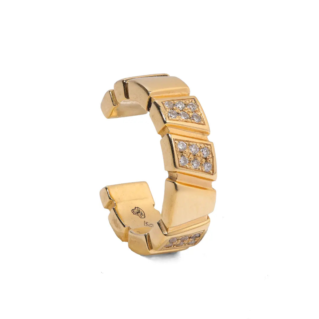 Earcuff Ride & Love semi-pavée Small - Or jaune 18k - diamant éthique - Loyale Paris