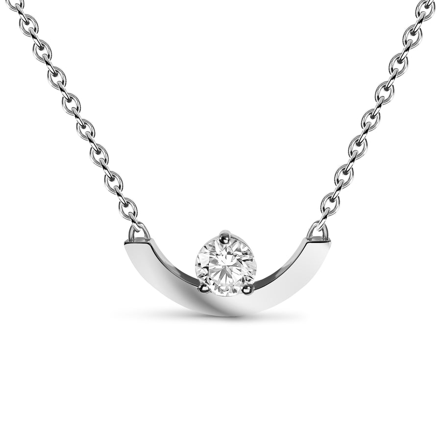 Pendentif Intrépide grand arc 0.25ct - Or blanc 18k - diamant éthique - Loyale Paris