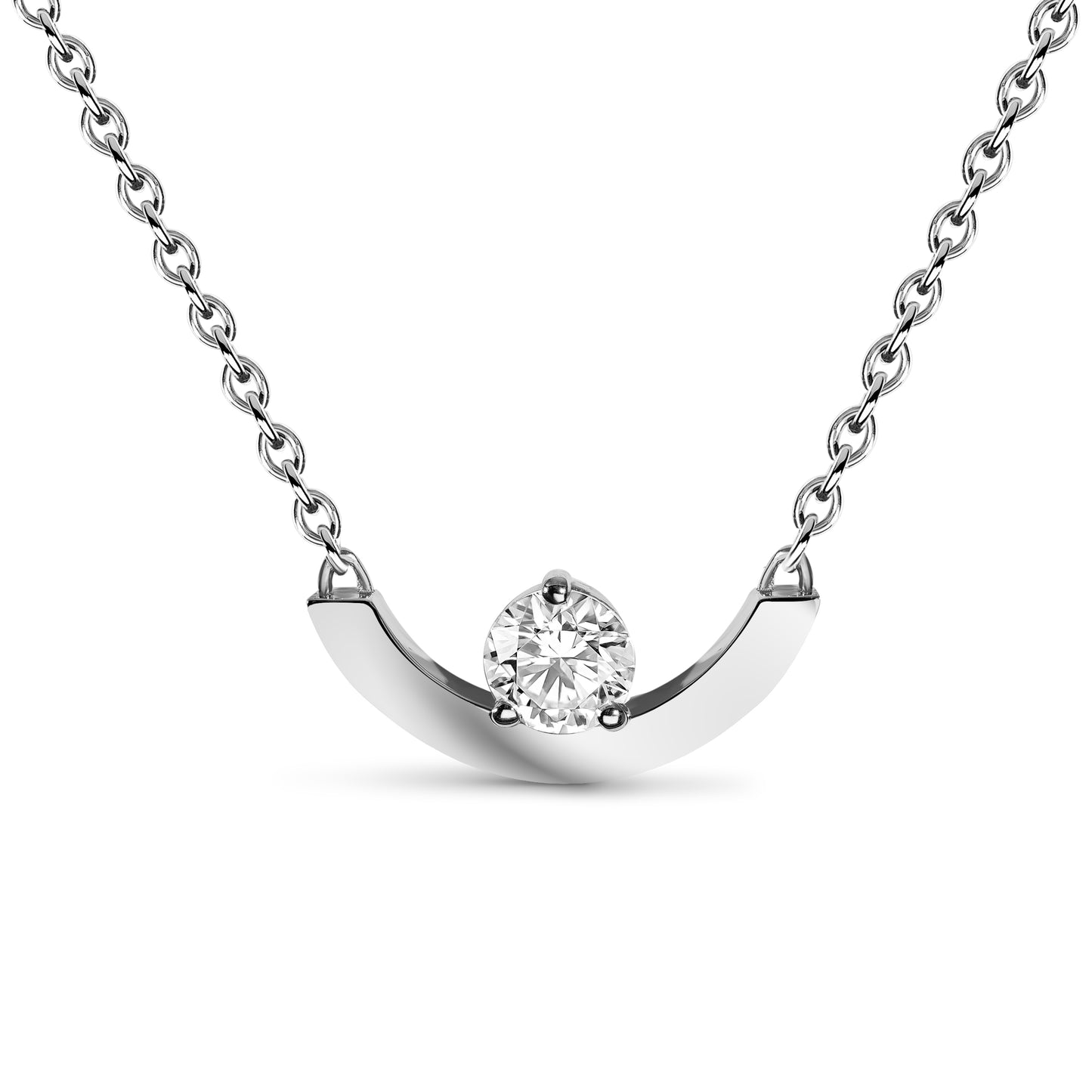 Pendentif Intrépide grand arc 0.25ct - Or blanc 18k - diamant éthique - Loyale Paris