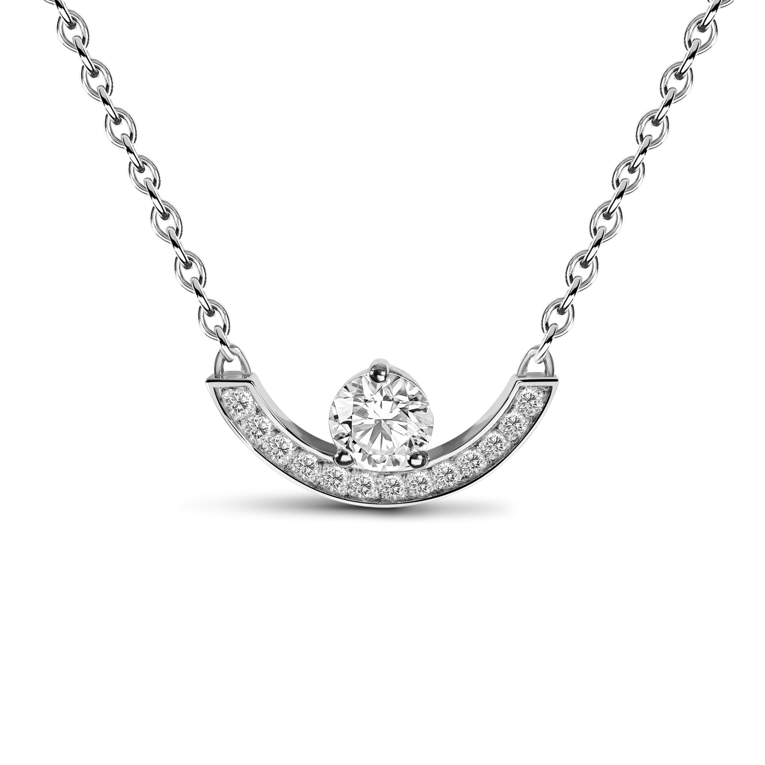 Pendentif Intrépide grand arc 0.25ct pavé - Or blanc 18k - diamant éthique - Loyale Paris